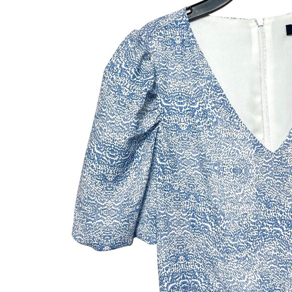 AS by DF Ischia Print Puff Sleeve Mini Dress in Blue Size S - Picture 8 of 12